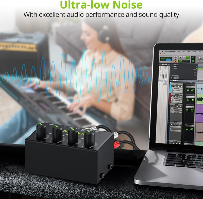 LiNKFOR 4 Channel Stereo Audio Mixer CX400 Metal Shell Support RCA Input and Output Mini Passive Stereo Mixer with Separate Volume Controls - Image 5